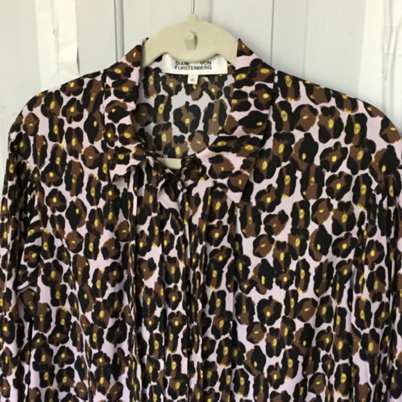 Diane Von Furstenberg Leopard Print Blouse - Brown and Pink - Picture 9 of 16